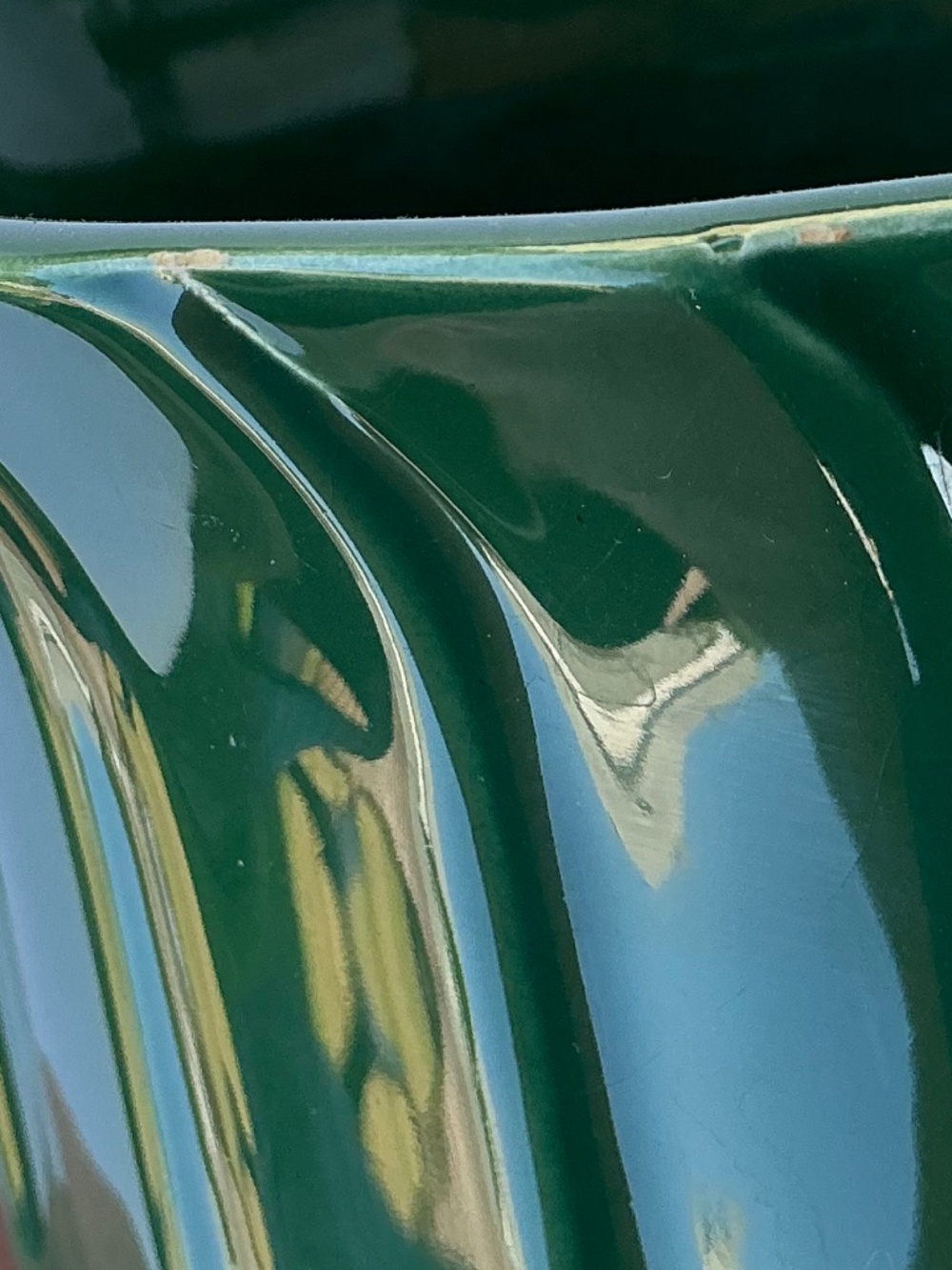 Vintage MCM Green Ribbed Ceramic Planter Flower Pot Attached Saucer - Picture 14 of 16
